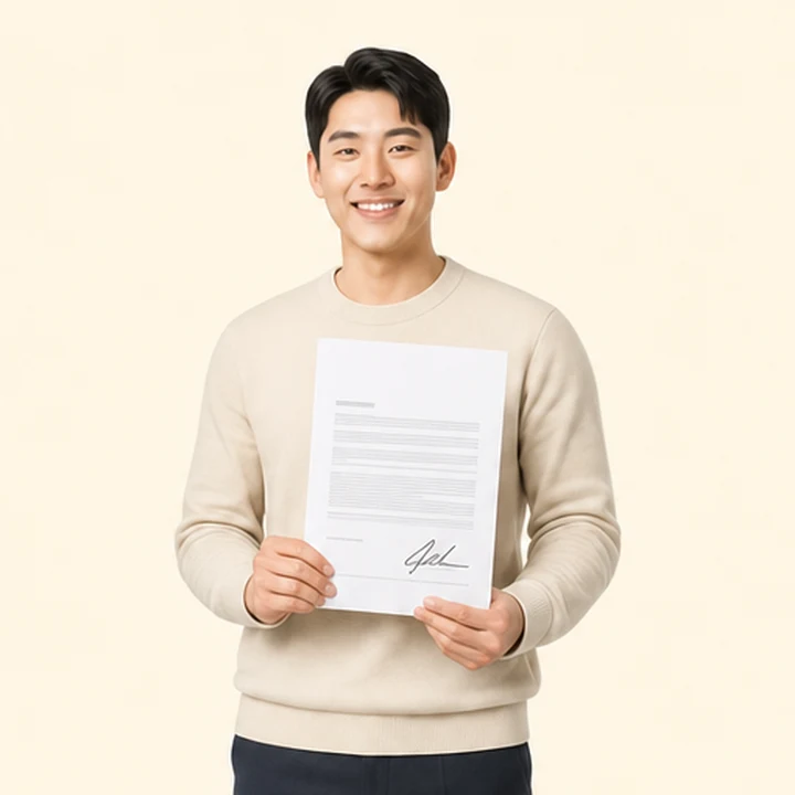 직장인 장기렌트카 서면 견적서를 들고 있는 고객